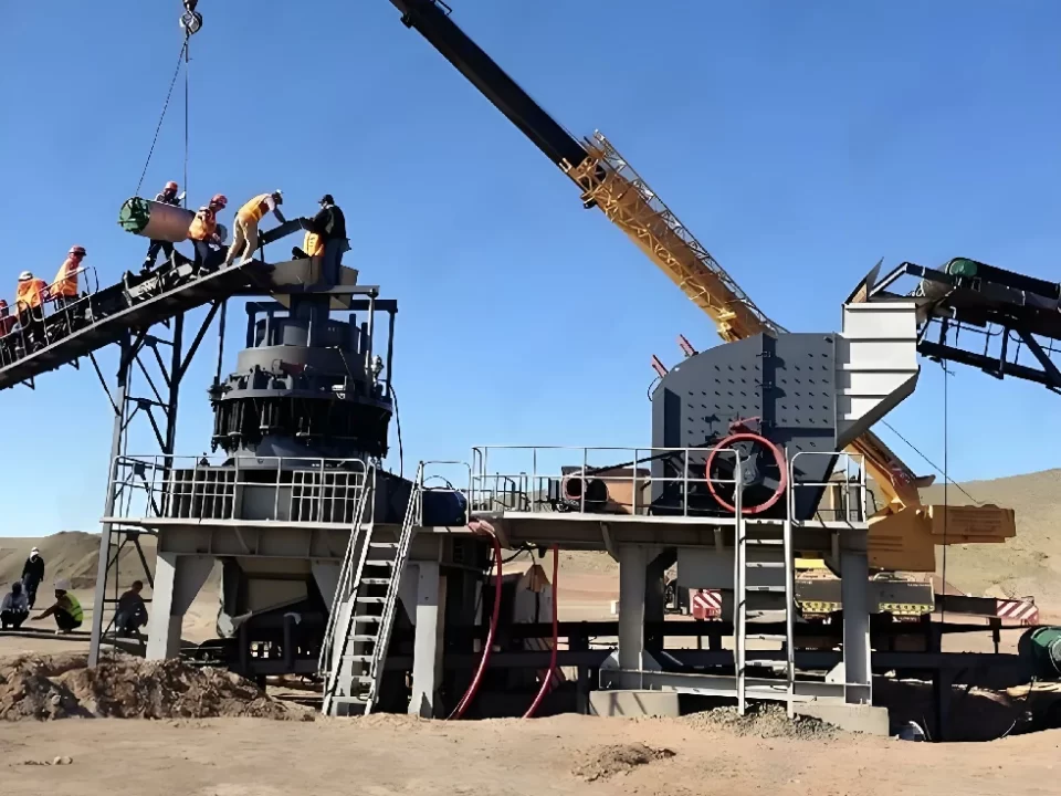 A complete industrial cement crushers production line featuring a primary jaw crusher and conveyor system for high-volume limestone processing.