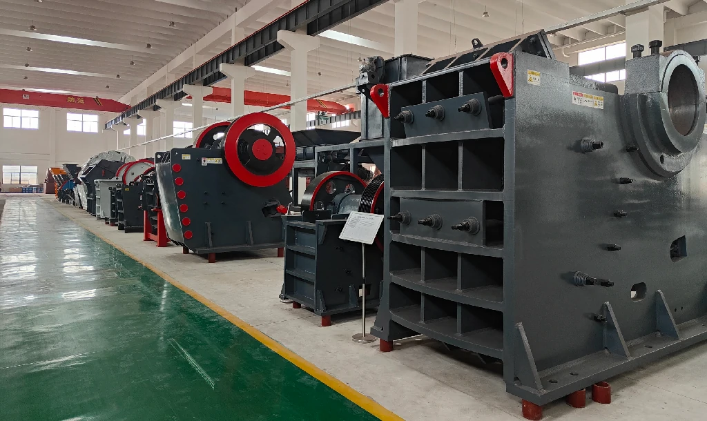 A professional view inside DBM heavy-duty limestone crusher production workshop and equipment showroom